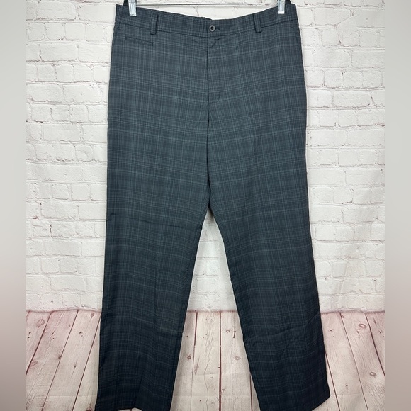 Nike Golf Pants Flat Front Black Gray Plaid stretch,‎ sz 36 x 34, GUC - Picture 1 of 5
